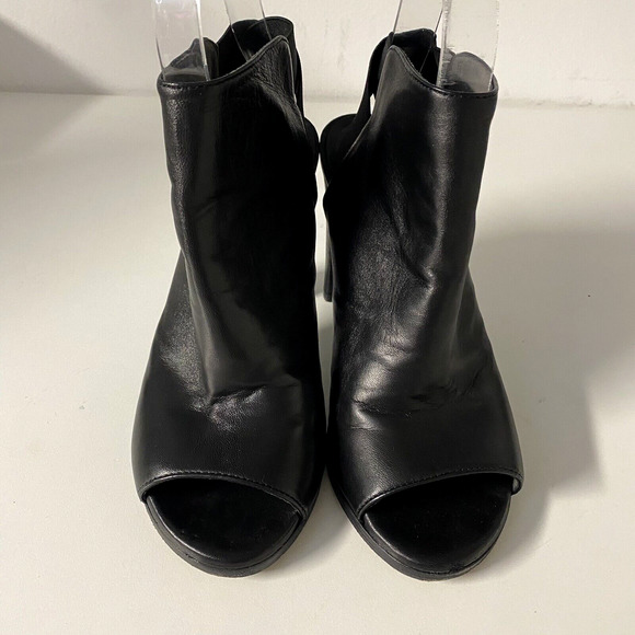 Stuart Weitzman Hereitis Open Toe Leather Boot Black Criss Cross Elastic… - Picture 3 of 10